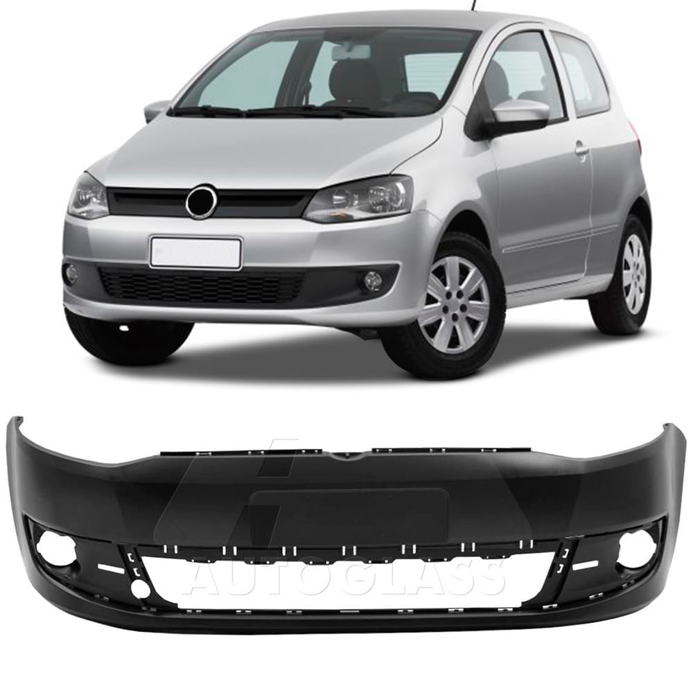 Parachoque Dianteiro Volkswagen Fox 2010 a 2014 Preto Liso - Autoglass