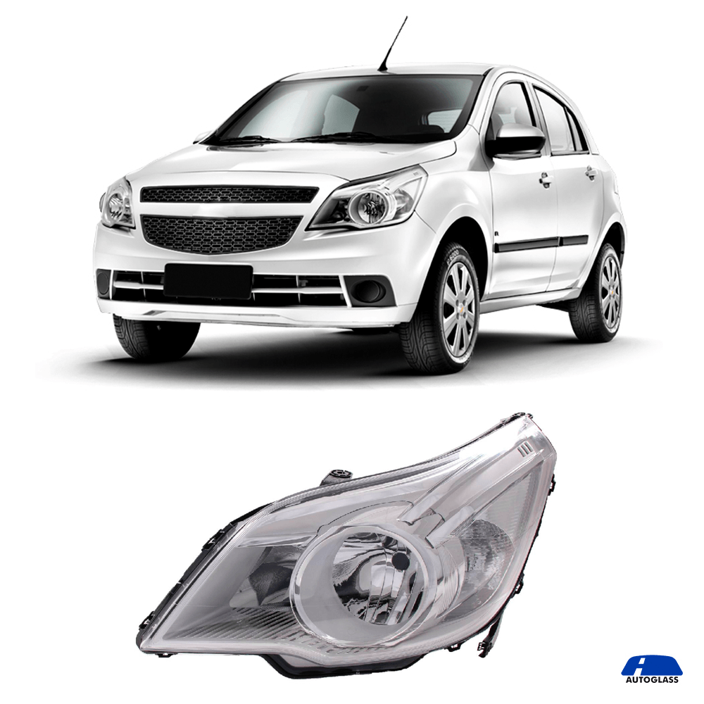 Farol Principal Esquerdo Chevrolet Agile 2010 a 2013 Cromado - Autoglass