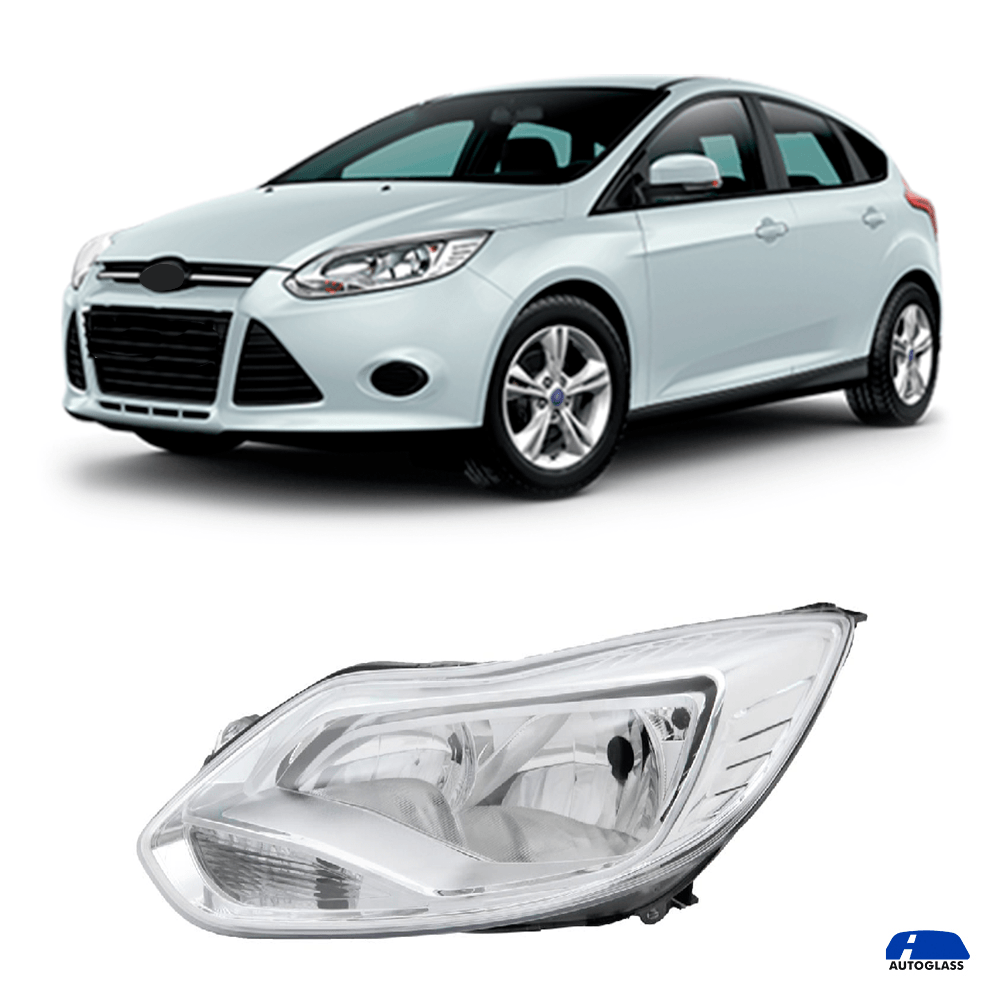 Farol Principal Esquerdo Ford Focus 2014 a 2015 Cromado - Autoglass