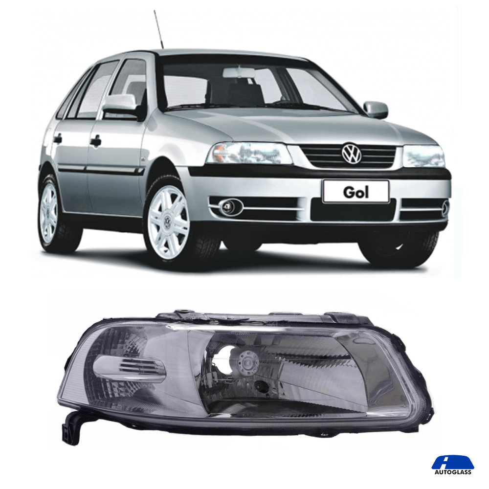Farol Principal Direito Volkswagen Gol G3 1999 a 2005 Cromado - Autoglass