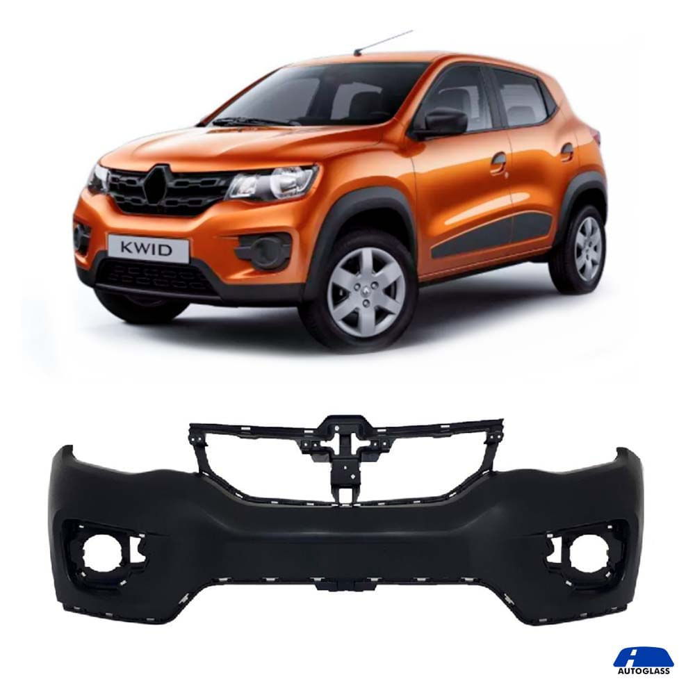 Parachoque Dianteiro Renault Kwid 2018 a 2022 Preto Liso - Autoglass
