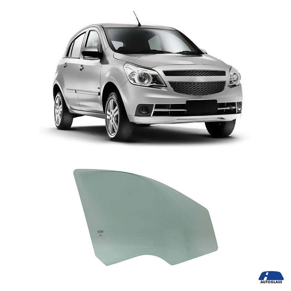 Vidro Porta Chevrolet Agile 2010 a 2015 Dianteiro Direito Passageiro Hatch  4 Portas Verde Plus Agc - 793729 - Autoglass