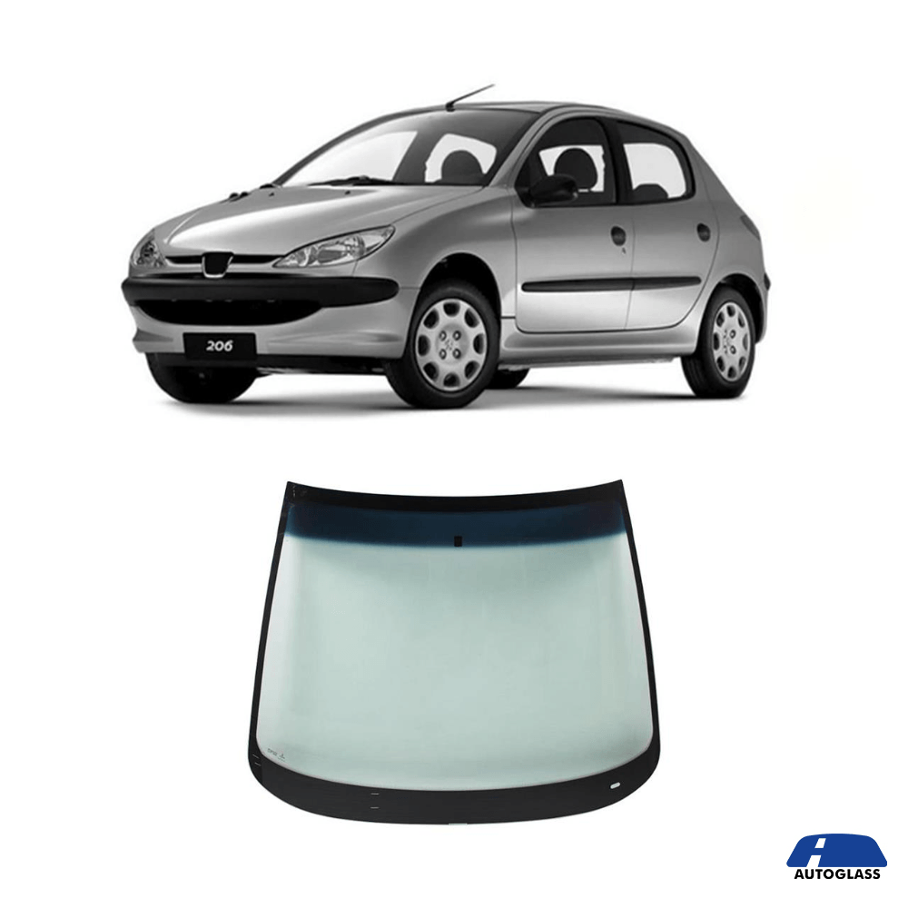 Parabrisa Peugeot 206 1999 a 2010 Verde Faixa Azul AGC - Autoglass